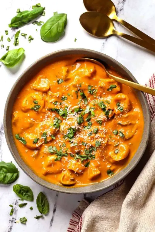 Tomato and Basil Tortellini in a Rich Broth