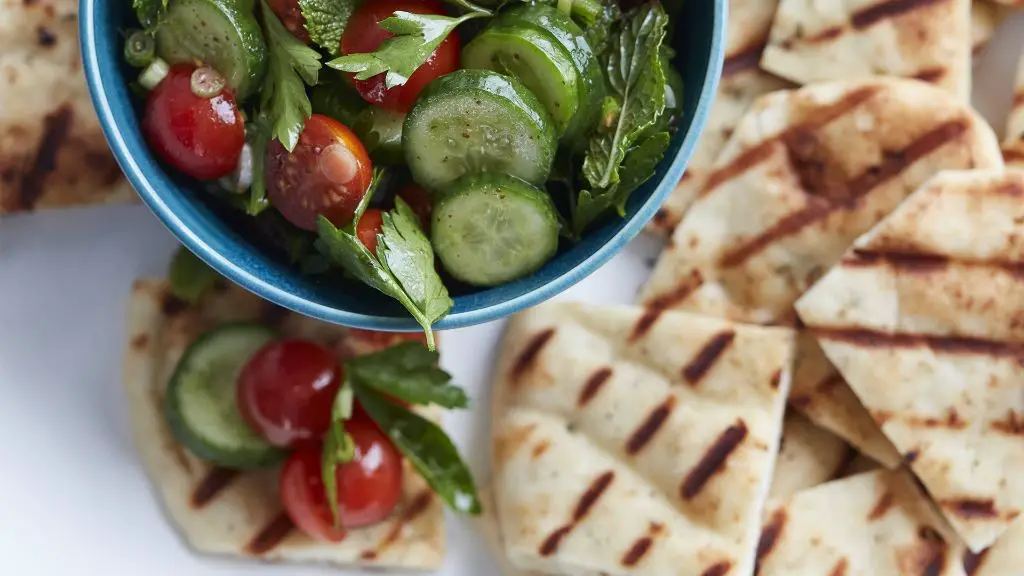 Tomato and Cucumber Topped Flat Bread