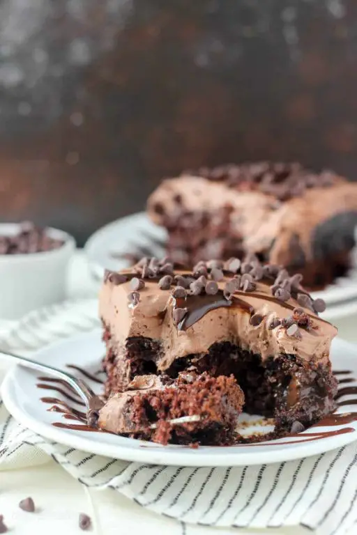 Triple Chocolate Poke Cake with Ganache Drizzle