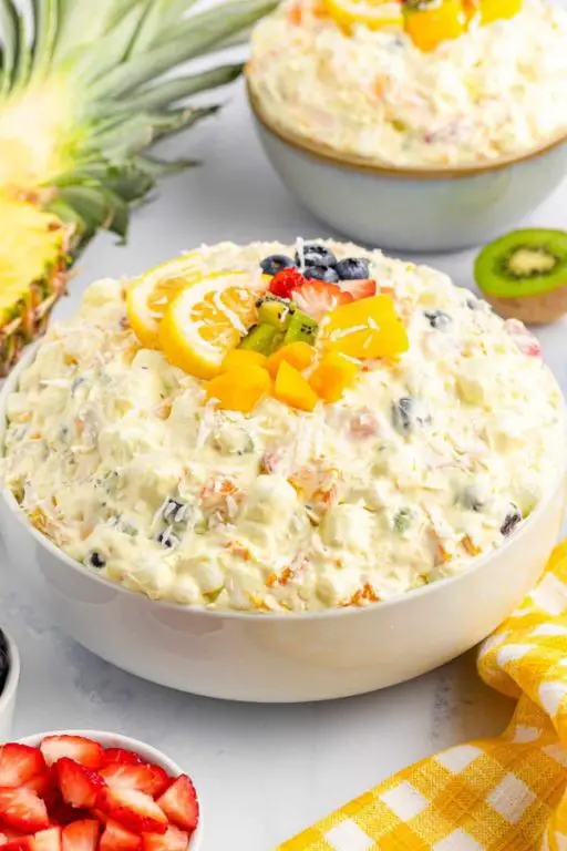 Tropical Fluff Salad with Pineapple and Mango