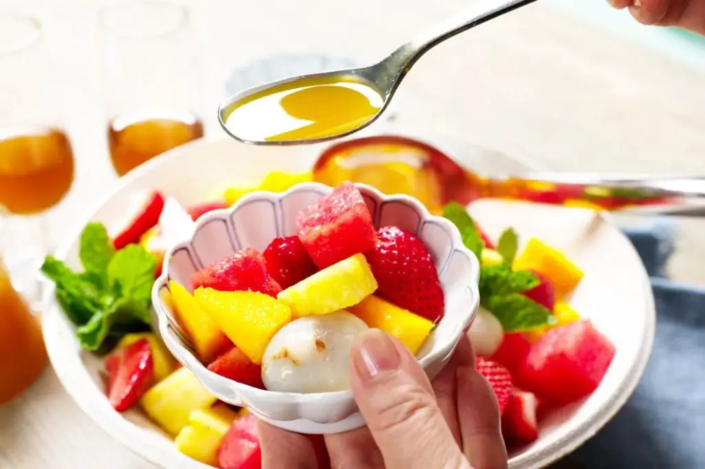 Tropical Fruit Salad with Passion Fruit Ice Cream