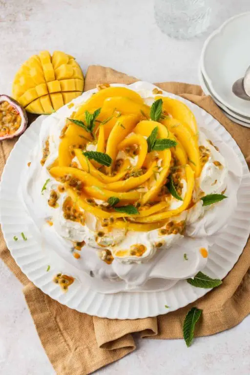 Tropical Mango and Passionfruit Pavlova