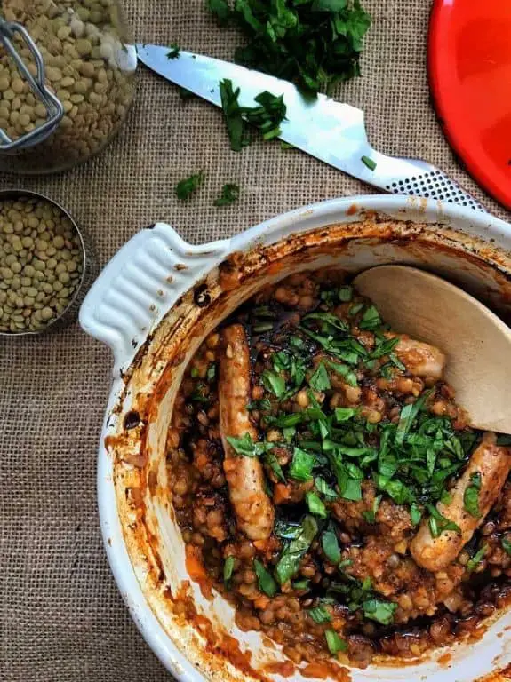 Truffle Lentil and Sausage Casserole