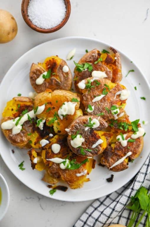 Truffle Oil Smashed Sweet Potatoes