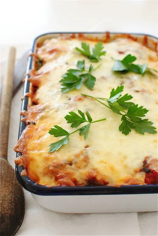 Tube Polenta Casserole with Sausage and Kale