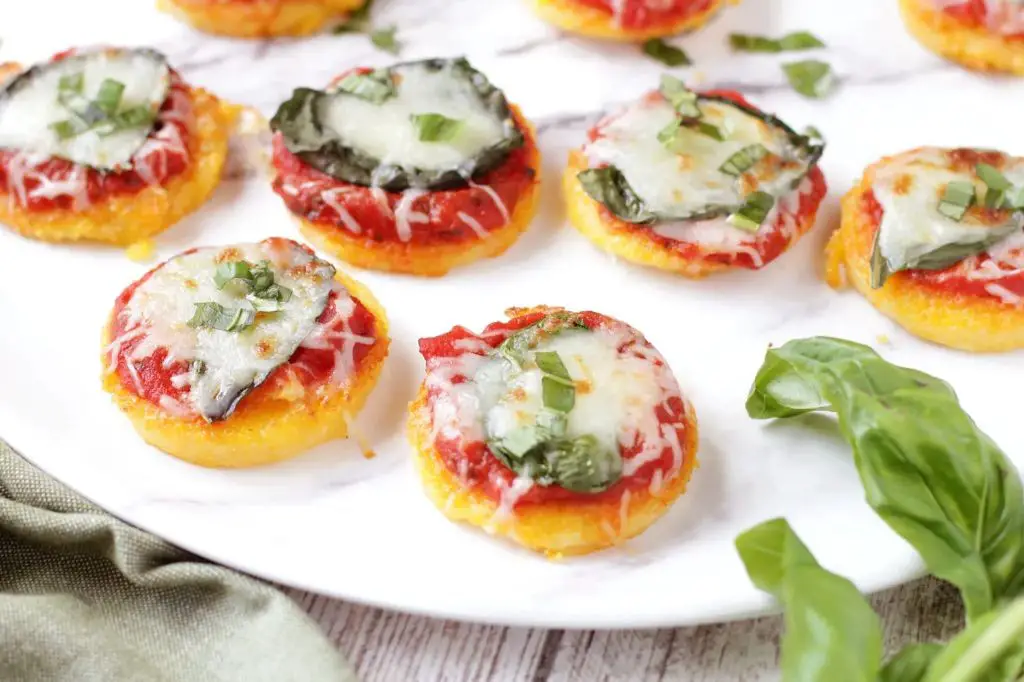 Tube Polenta Pizza with Fresh Basil and Mozzarella