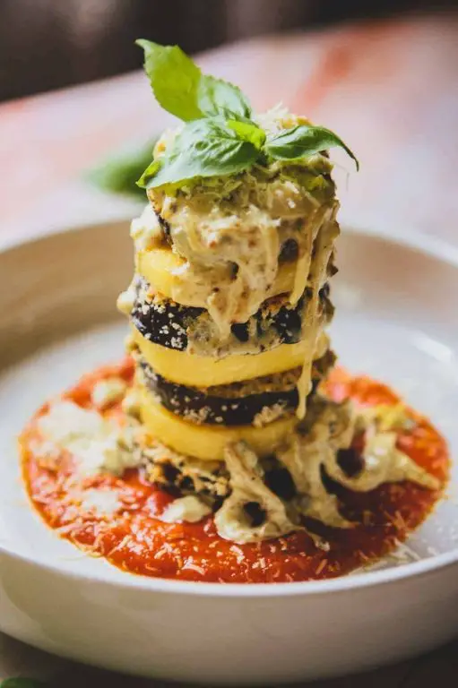 Tube Polenta and Eggplant Parmesan