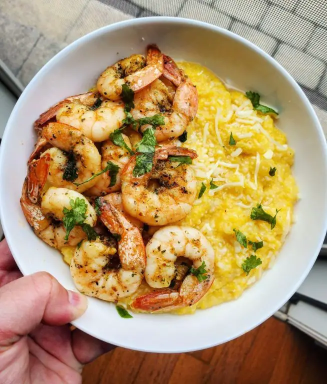 Tube Polenta and Shrimp Scampi