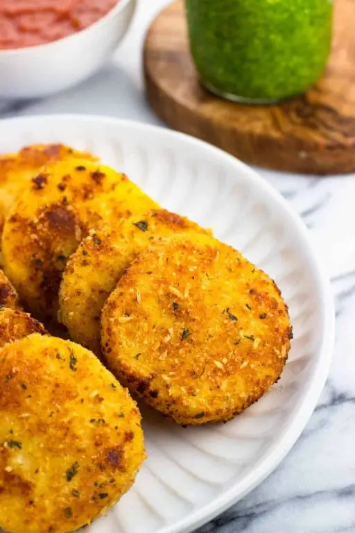 Tube Polenta with Creamy Pesto and Parmesan