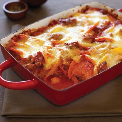 Tube Polenta with Spicy Tomato and Sausage Sauce