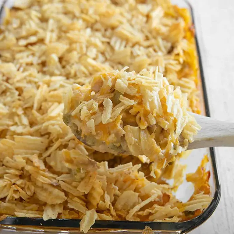 Tuna Casserole with Crushed Potato Chips Topping