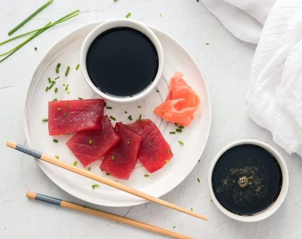 Tuna Sashimi with Wasabi and Soy Sauce