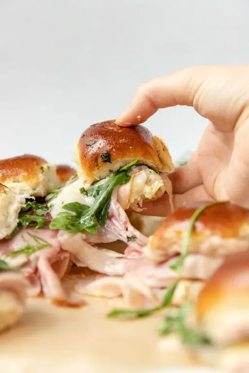 Turkey Sliders with Cranberry Sauce and Arugula