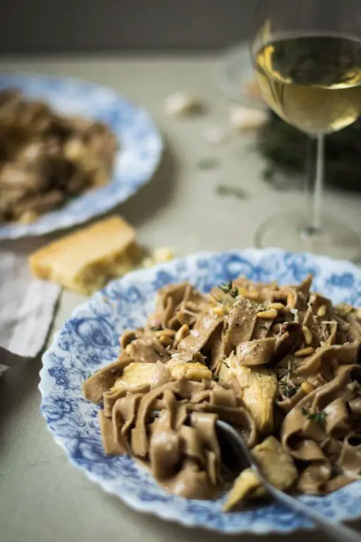 Turkey and Artichoke Pasta with White Wine Sauce