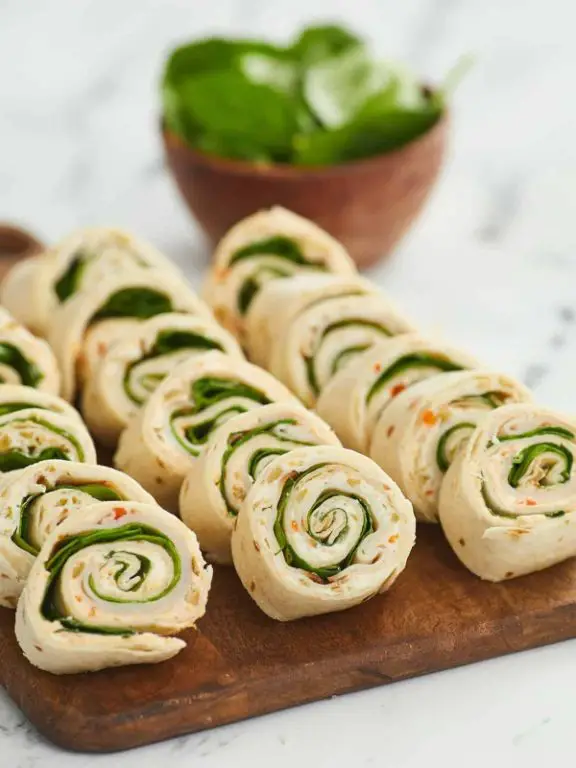 Turkey and Cheese Pinwheels with Spinach