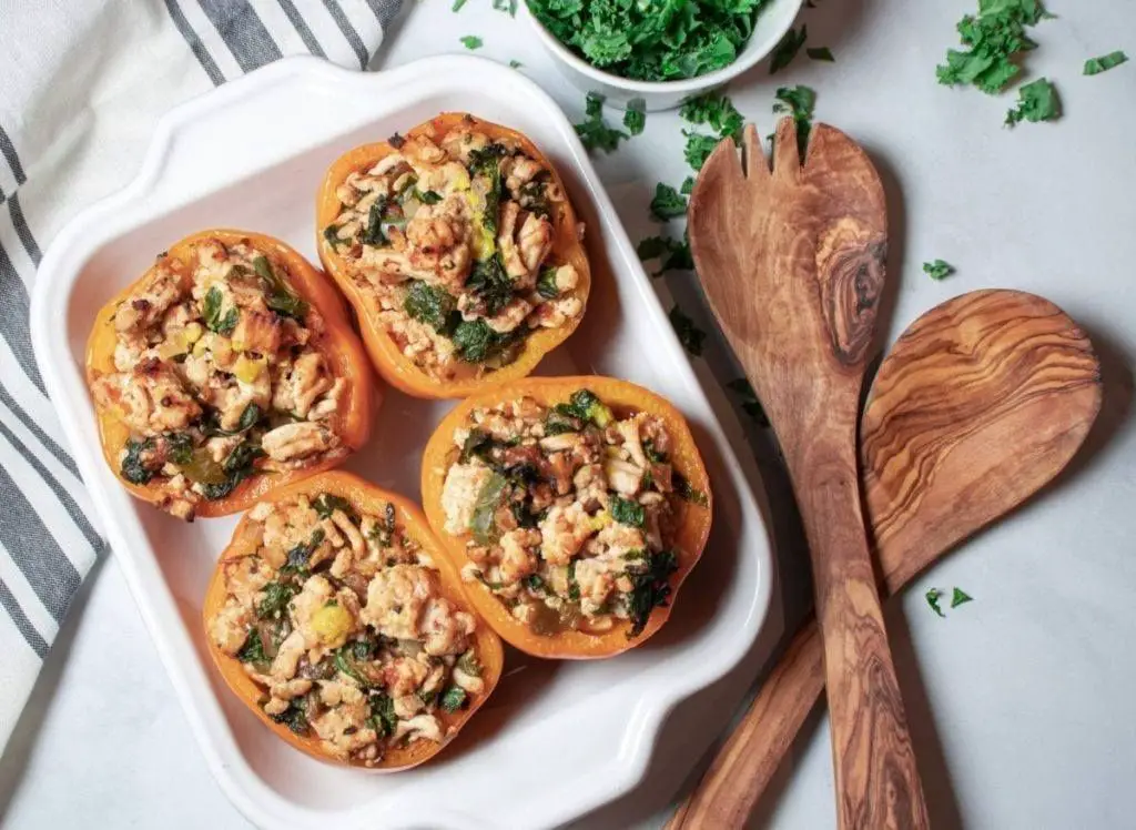 Turkey and Kale Stuffed Bell Peppers