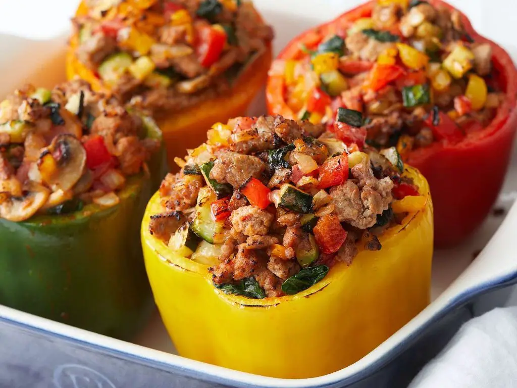Turkey and Spinach Stuffed Bell Peppers