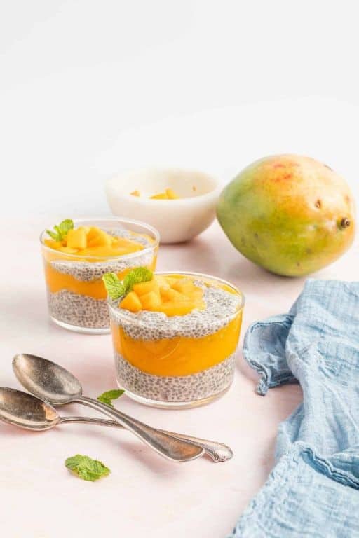 Vanilla Protein Chia Pudding with Mango