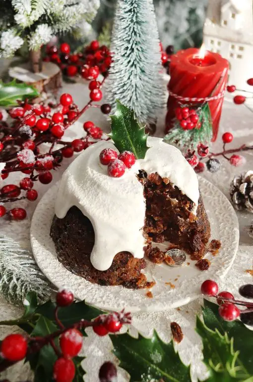Vegan Christmas Pudding with Brandy Sauce