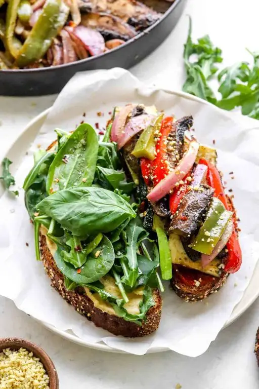 Vegan Hummus and Roasted Veggie Baguette Sandwich