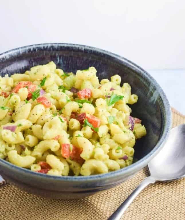 Vegan Macaroni Salad with Avocado Dressing