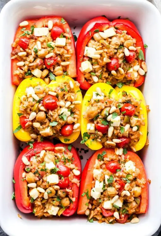 Vegan Mediterranean Stuffed Peppers