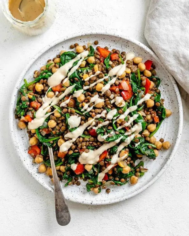 Vegan Pea Salad with Tahini Dressing