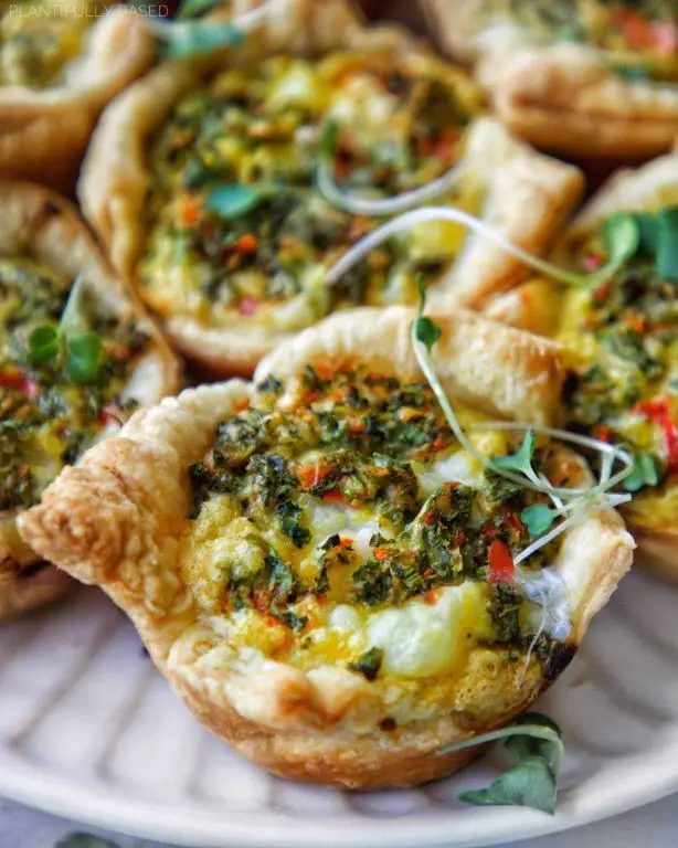 Vegan Puff Pastry Mini Quiches with Tofu Scramble