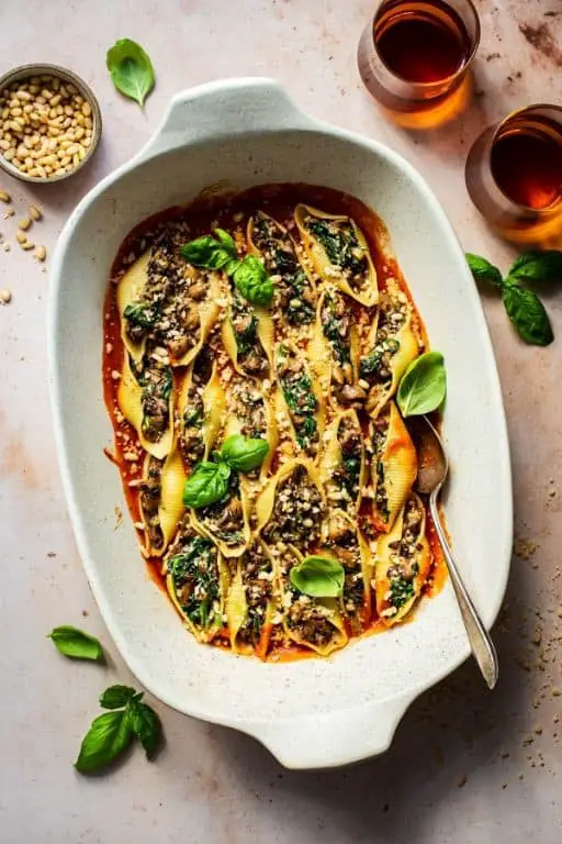 Vegan Spinach and Mushroom Stuffed Shells