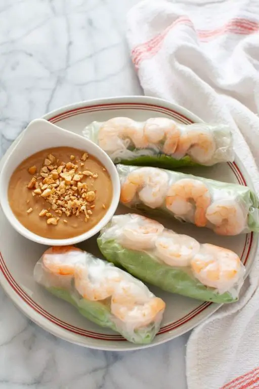 Vegetable Spring Rolls with Peanut Sauce