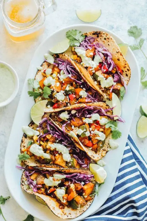 Vegetable Tacos with Avocado and Lime Crema