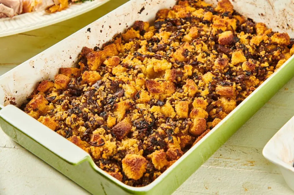 Vegetarian Cornbread Dressing with Mushrooms