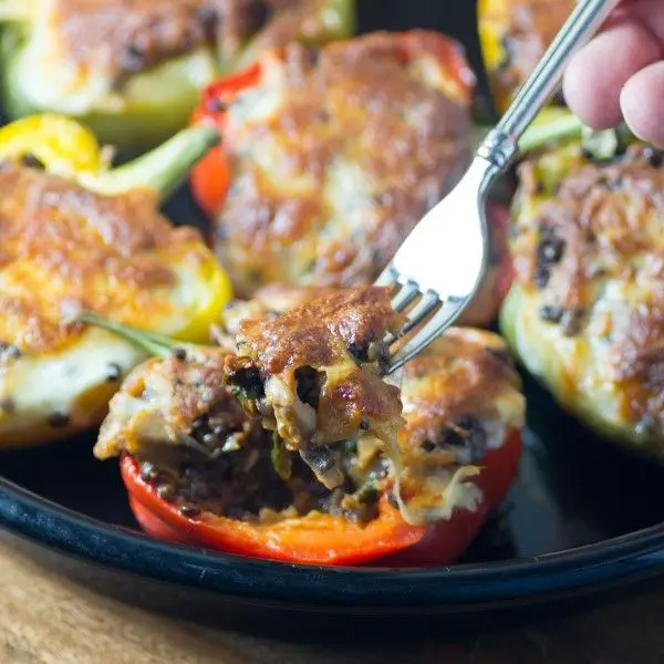 Vegetarian Lentil and Mushroom Stuffed Peppers