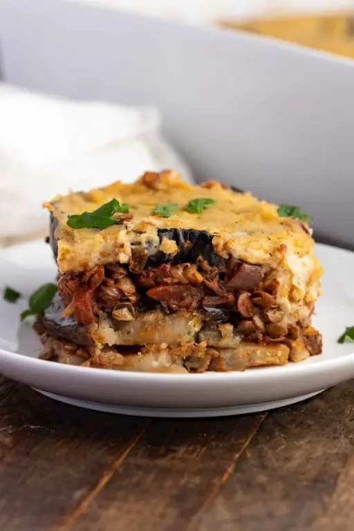 Vegetarian Moussaka with Eggplant and Lentils