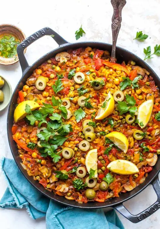Vegetarian Paella with Saffron and Peas