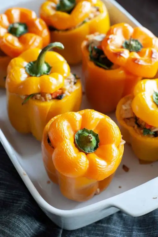 Vegetarian Yellow Rice Stuffed Peppers