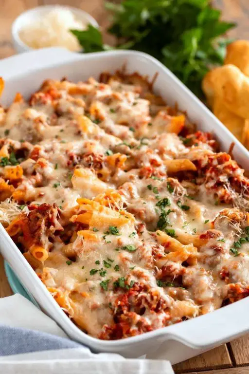 Vidalia Onion and Sausage Pasta Bake