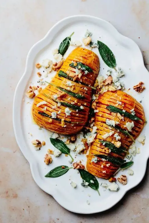 Walnut and Blue Cheese Hasselback Butternut Squash