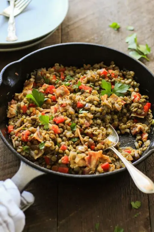 Warm Lentil Salad with Bacon and Balsamic Glaze