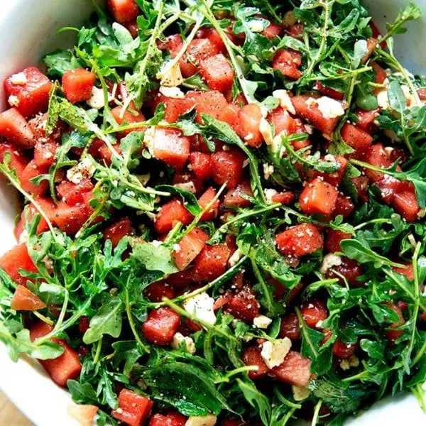 Watermelon Arugula Salad with Feta and Mint