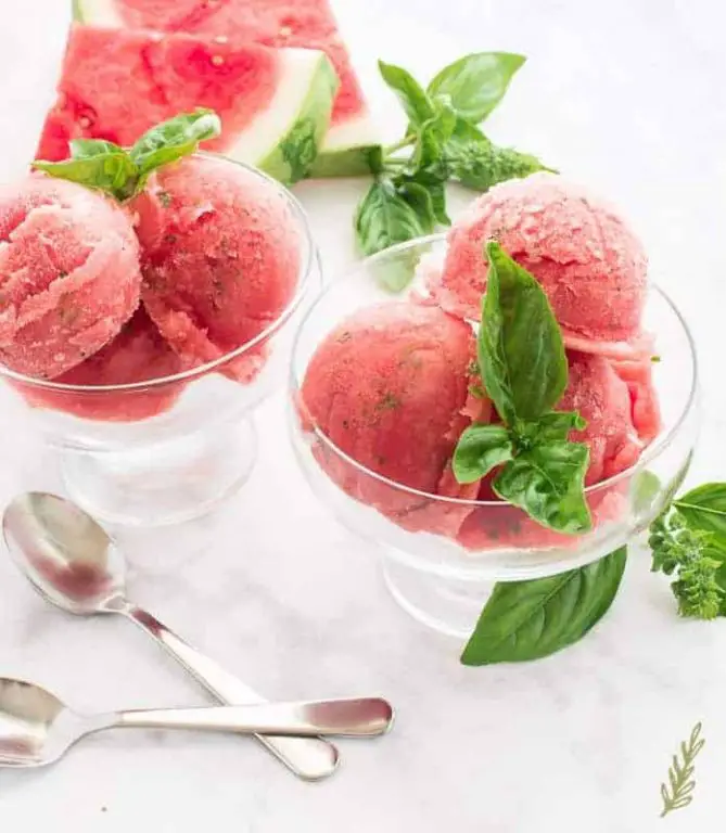 Watermelon Basil Sorbet