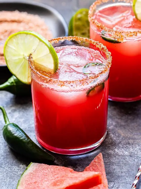 Watermelon Margarita with Chili Salt Rim