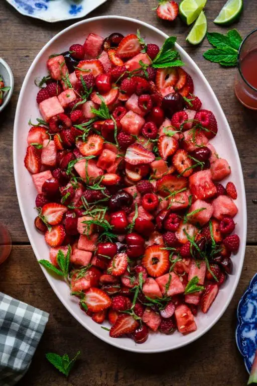 Watermelon Mint Fruit Salad with Cool Whip Dressing