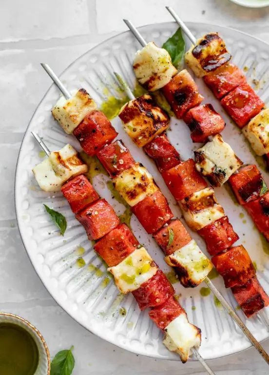 Watermelon and Halloumi Skewers