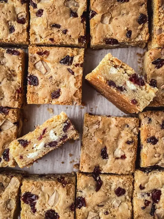 White Chocolate Cranberry Blondies