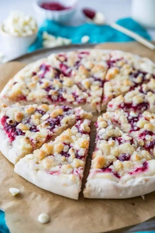 White Chocolate Raspberry Cookie Pizza