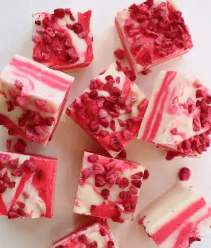 White Chocolate Raspberry Fudge with Condensed Milk