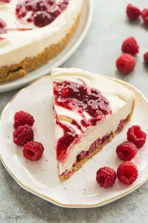 White Chocolate Raspberry No-Bake Cheesecake