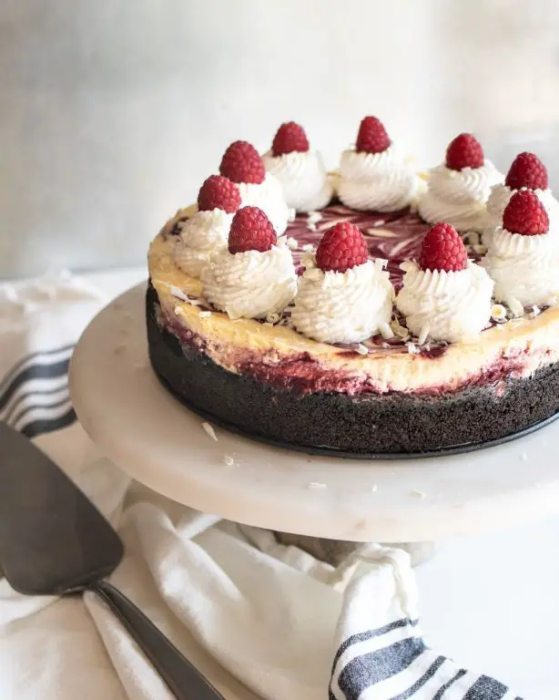White Chocolate Raspberry Truffle Cheesecake