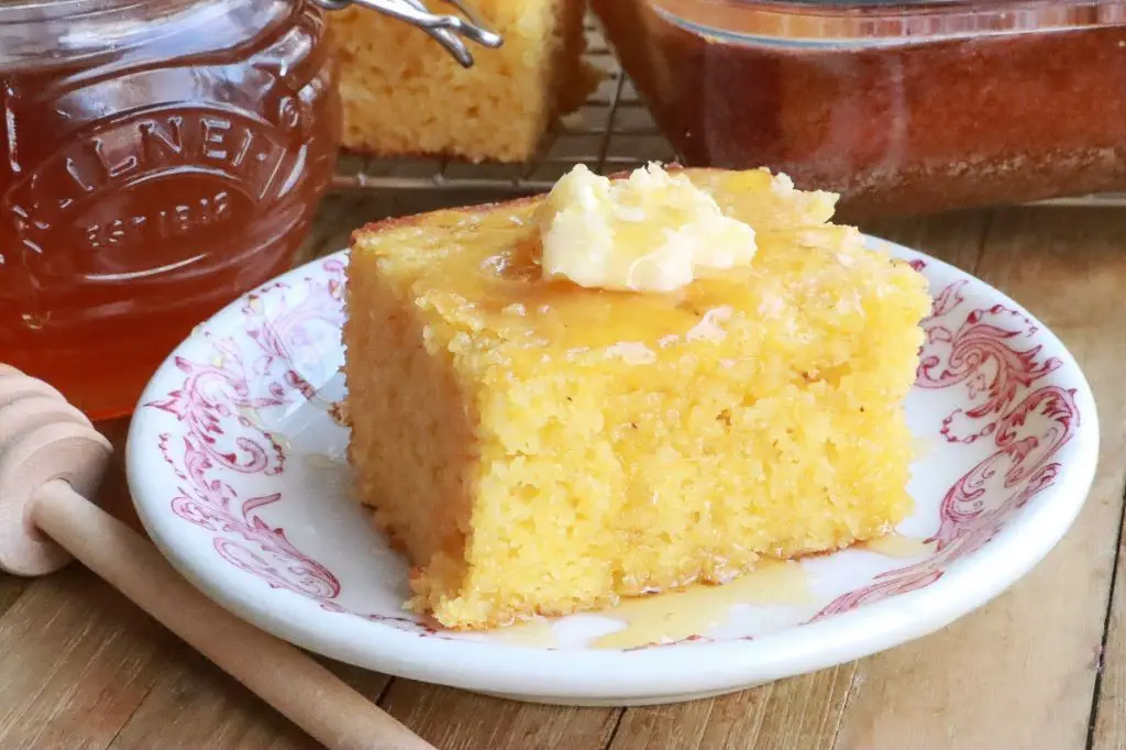 White Corn Meal Cornbread with Honey Butter